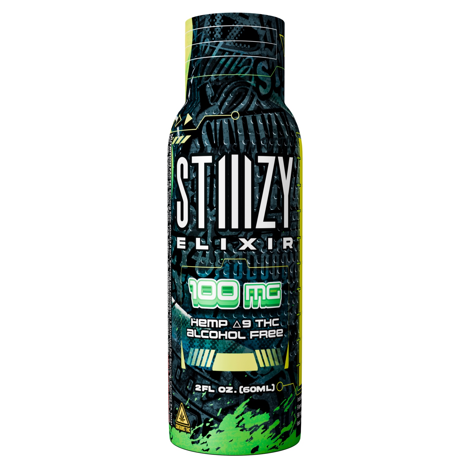100MG Elixir bottle, front view